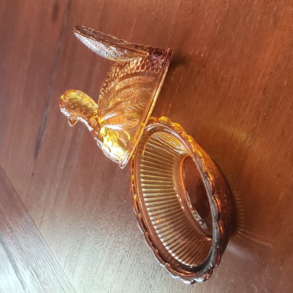Indiana Glass Amber Nesting Turkey - Picture 3 of 12